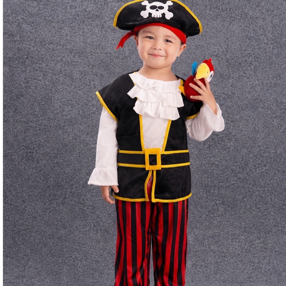 Spooktacular Creations Pirate Costume Baby 12-18 Months Black Red Striped Set